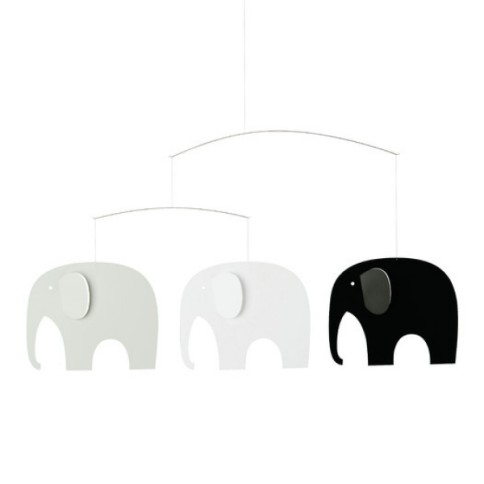 Partie d'éléphant mobile, noir / blanc / gris