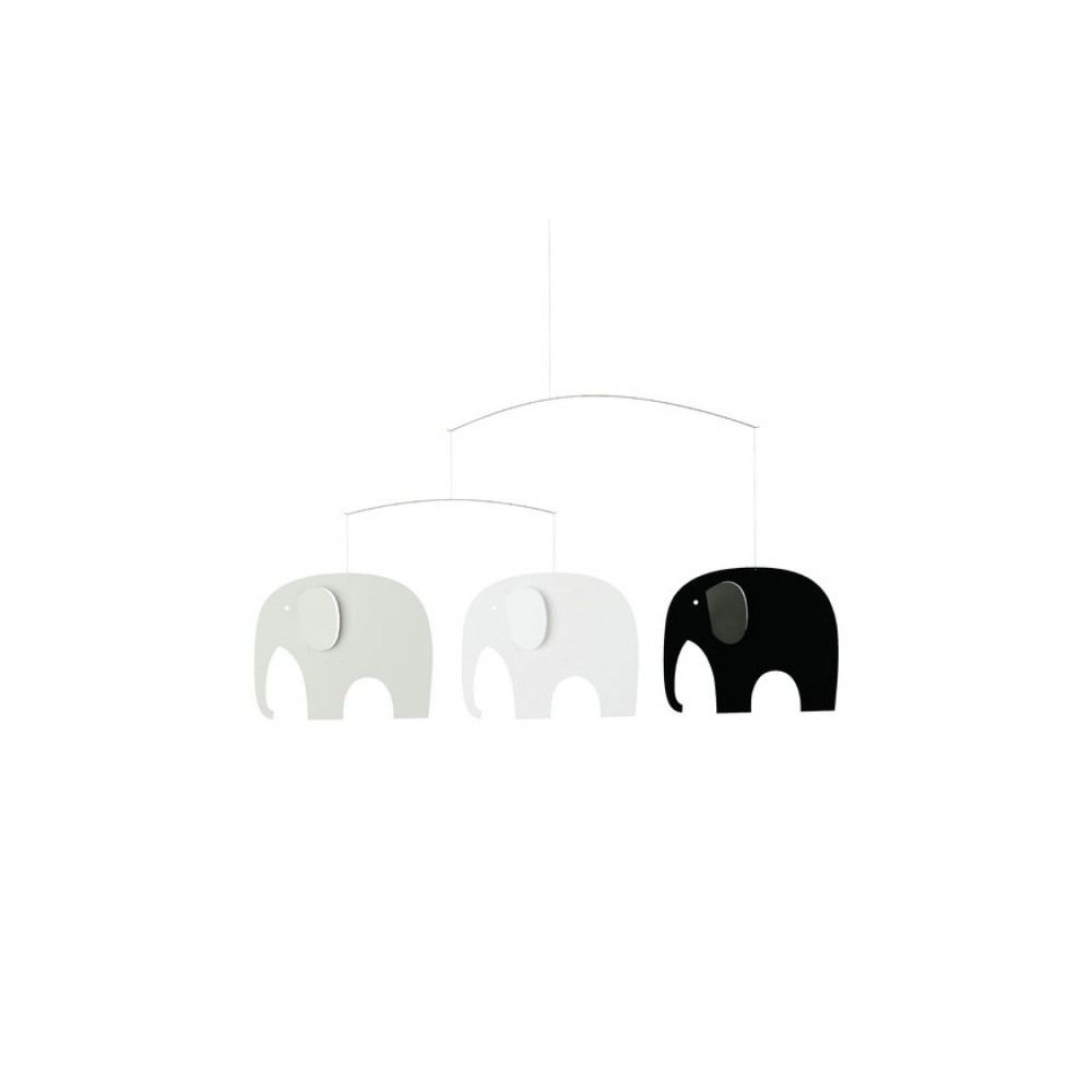 Partie d'éléphant mobile, noir / blanc / gris