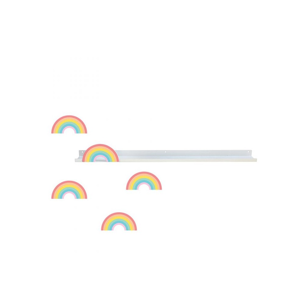 Tresxics langes Wandregal & 4 Textil-Wandstickers, Regenbogen