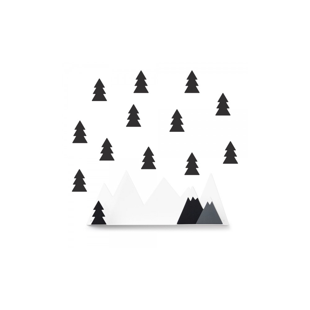 tresxics Wall Rack & 4 Stickers muraux textiles, Montagnes / Noir