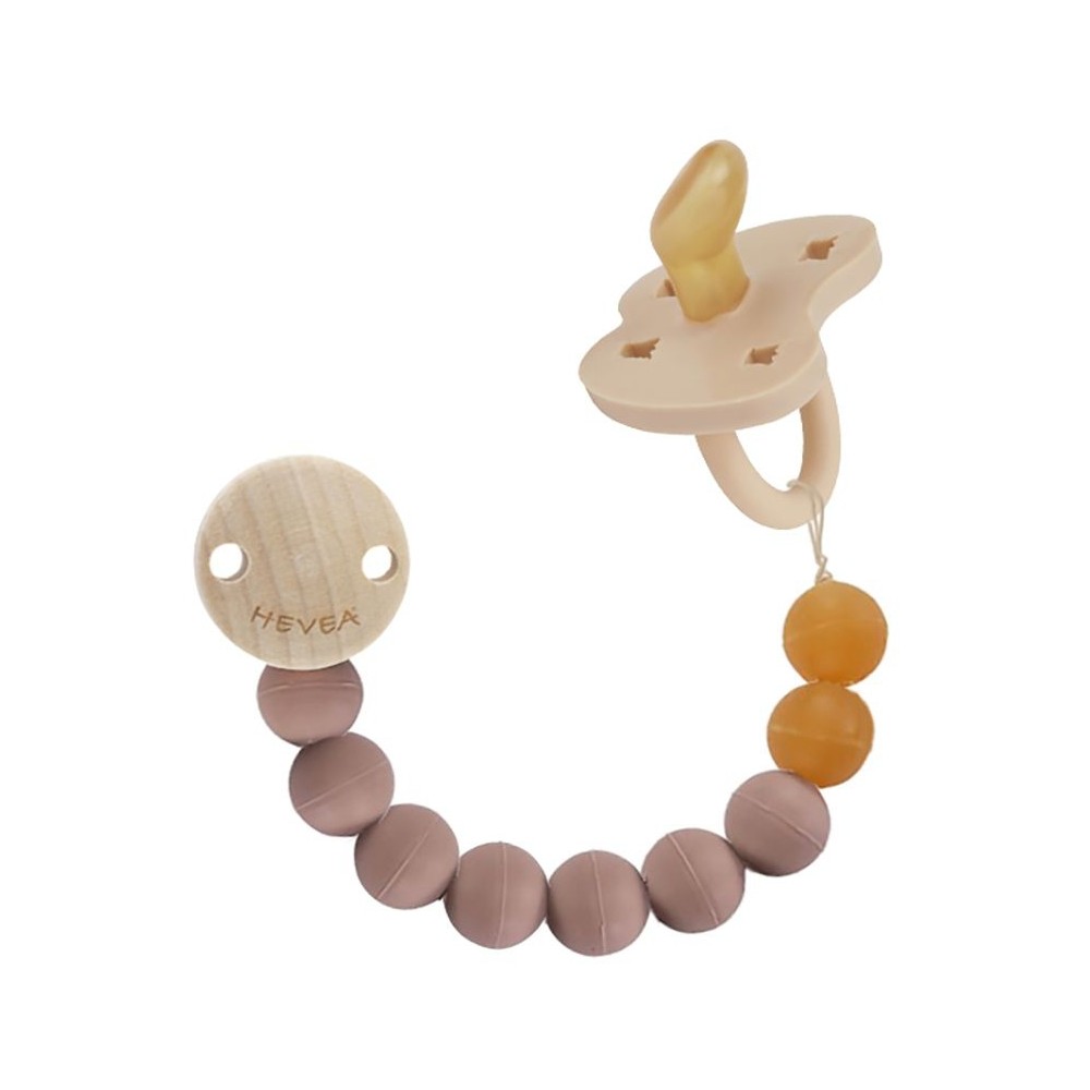 Hevea Schnullerkette aus Naturkautschuk, Tan Beige