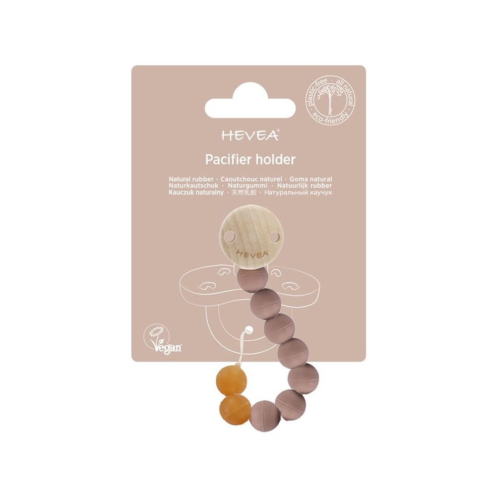 Hevea Schnullerkette aus Naturkautschuk, Tan Beige