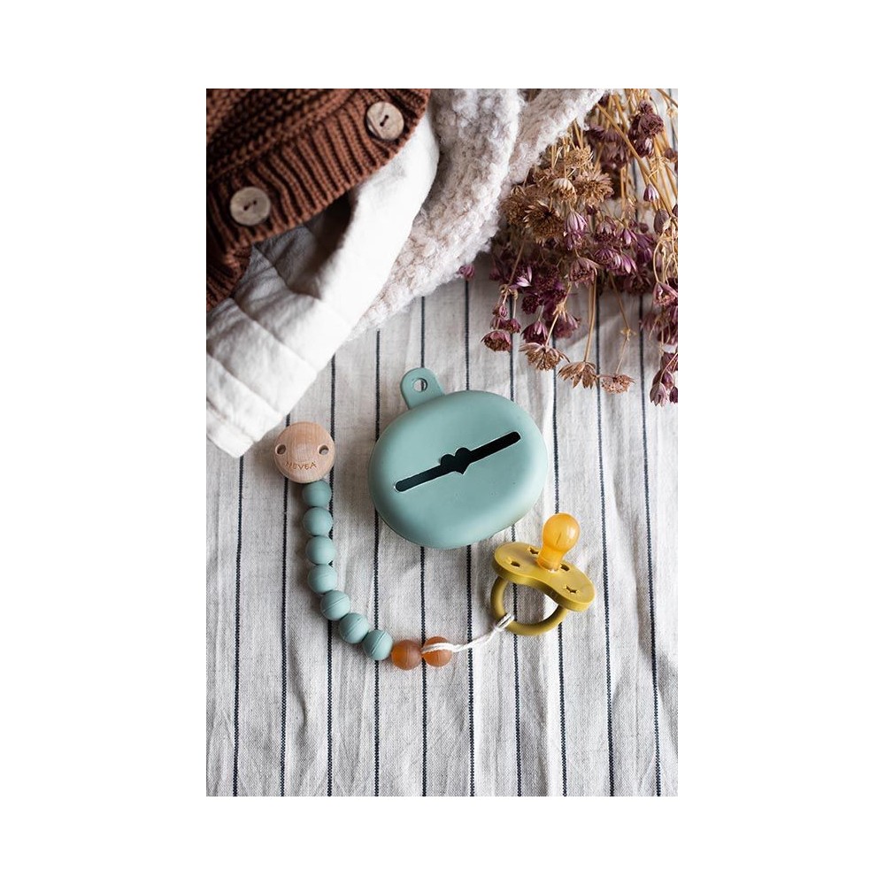 Hevea Schnullerkette aus Naturkautschuk, Moss Green