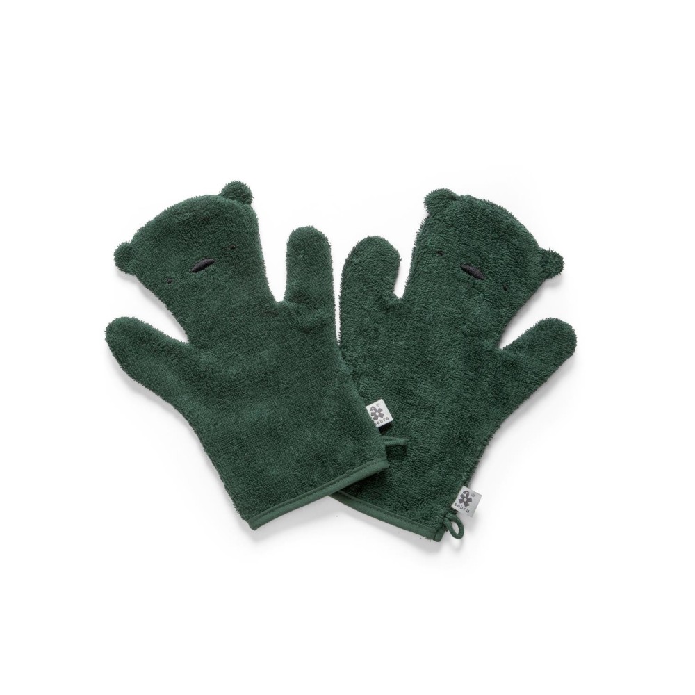 Sebra Frottee-Waschhandschuh-Set Milo, Bottle Green