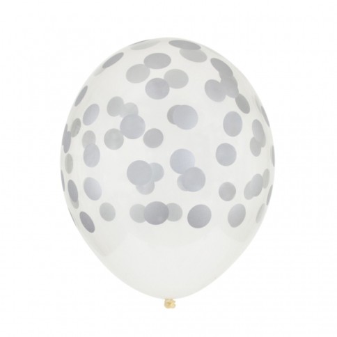 My Little Day Luftballone aus Latex, 5 Stk. - Confetti Silber