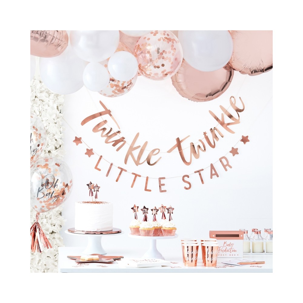 Rose Gold-Baby-Dusche-Ballon-Wimpelkette