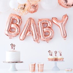Rose Gold-Baby-Dusche-Ballon-Wimpelkette