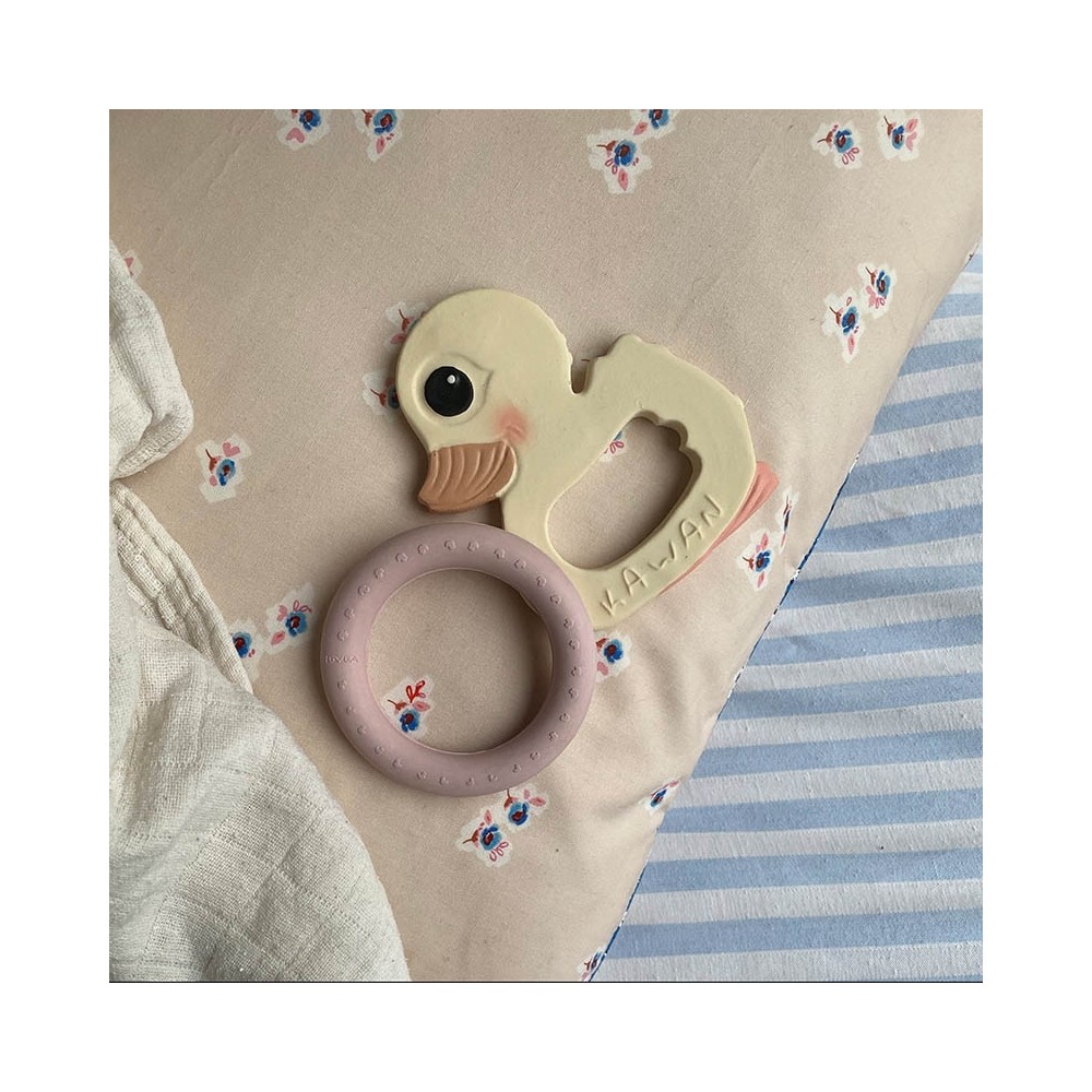 HEVEA Kawan Geschenkset - Beissring + Ring, Powder Pink