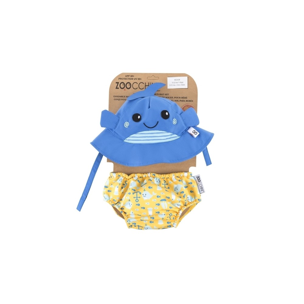 Zoocchini Badewindel & Sonnenhut - Wal