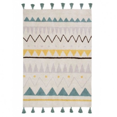 Tapis Azteca Naturel Vintage Bleu