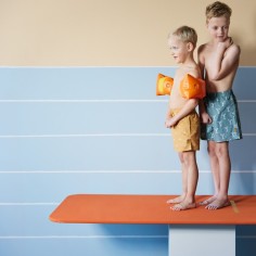 UV Badeshorts, Palmtree Steel Gray - 122-128 cm