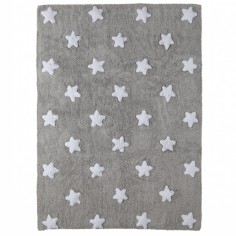 Tapis gris étoiles blanc