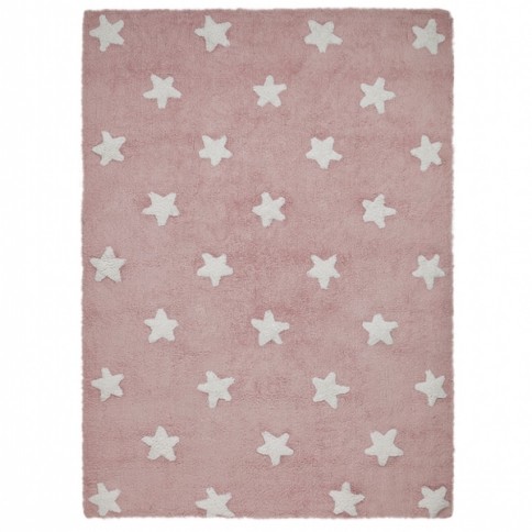 Teppich Pink Stars White