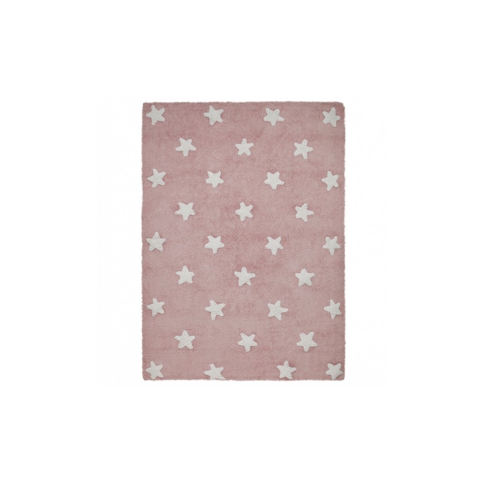 Tapis rose étoiles blanc