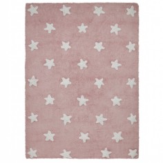 Tapis rose étoiles blanc