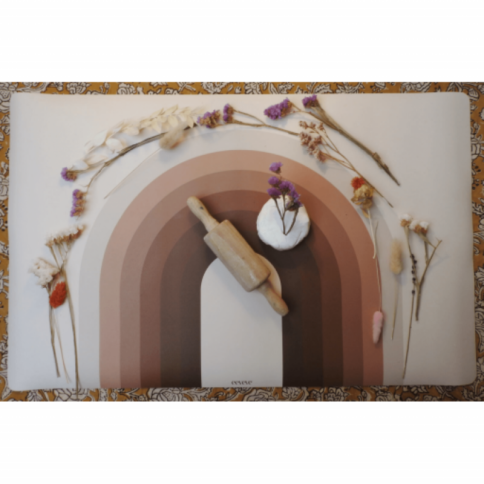 Schreibtischmatte Retro-Linien, Braun