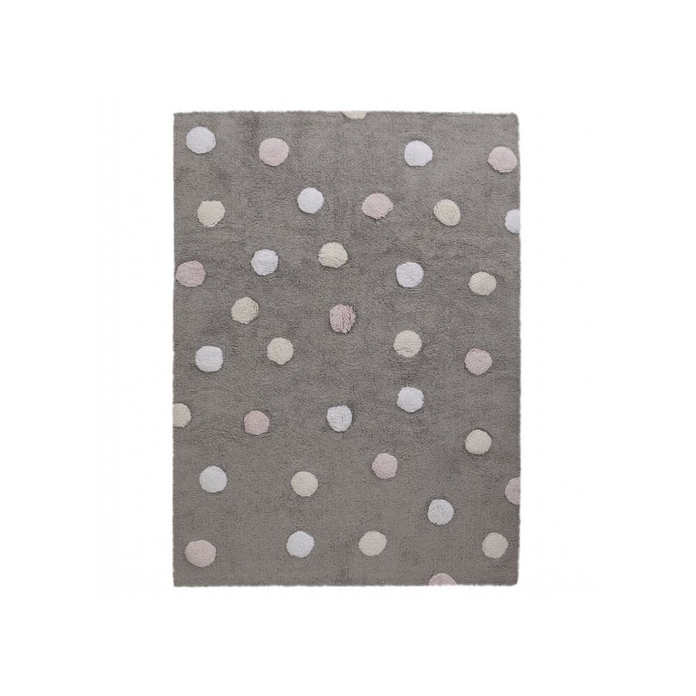 Tapis topos tricolor gris rose