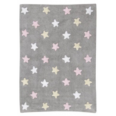Tapis tricolore étoiles gris rose