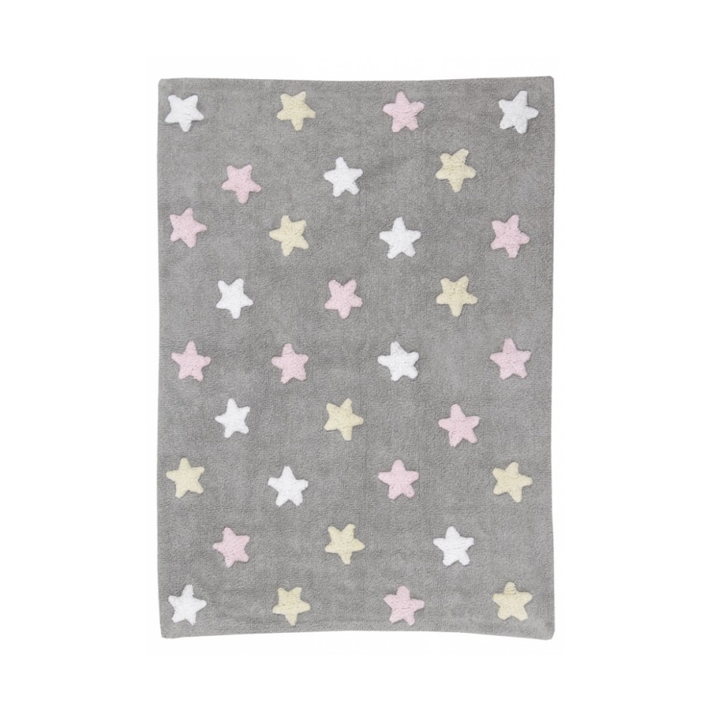 Teppich Tricolor Stars Grey Pink