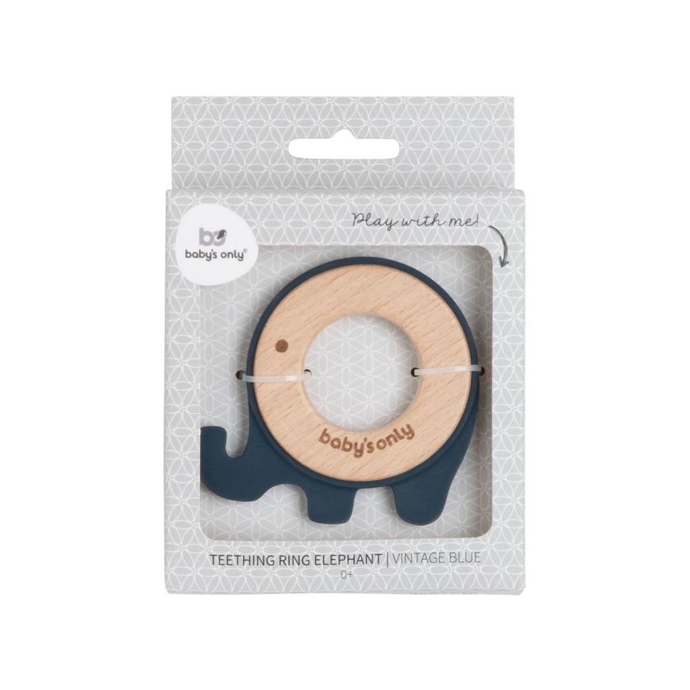 Babys Only Beissring-Elefant, Vintage Blue