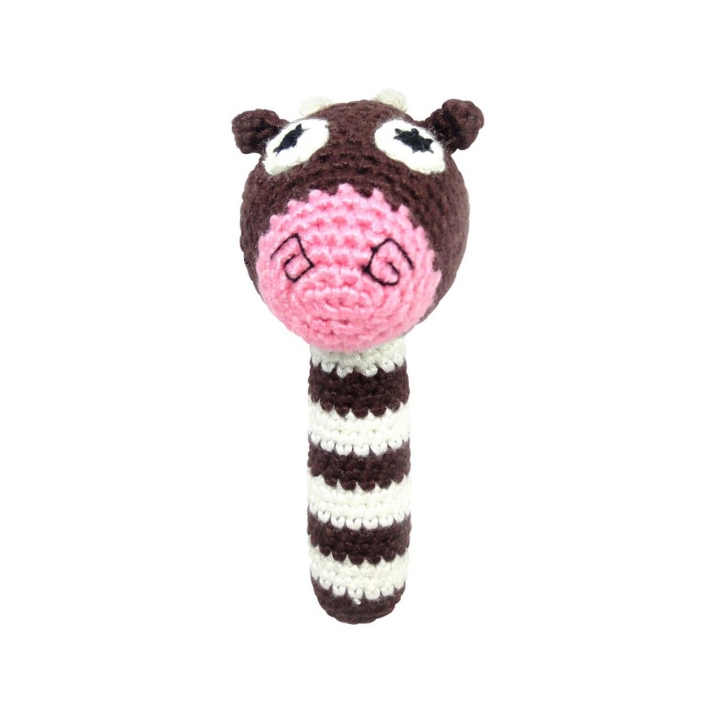 natureZOO Rasselstab gehäkelt, Braune Kuh