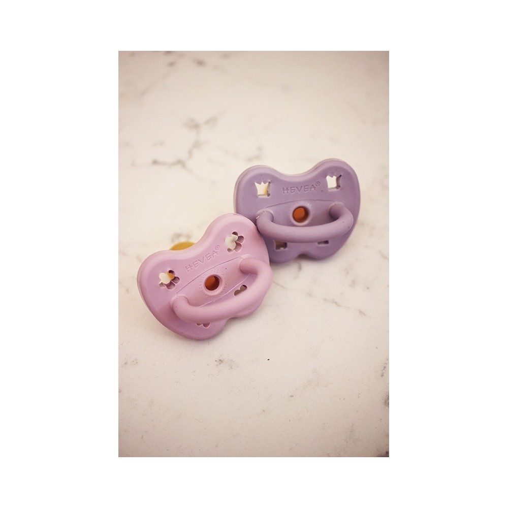 Naturkautschuk Schnuller 2er Pack, Dusty Violet + Light Orchid - kiefergerecht