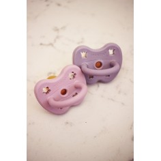 Naturkautschuk Schnuller 2er Pack, Dusty Violet + Light Orchid - kiefergerecht
