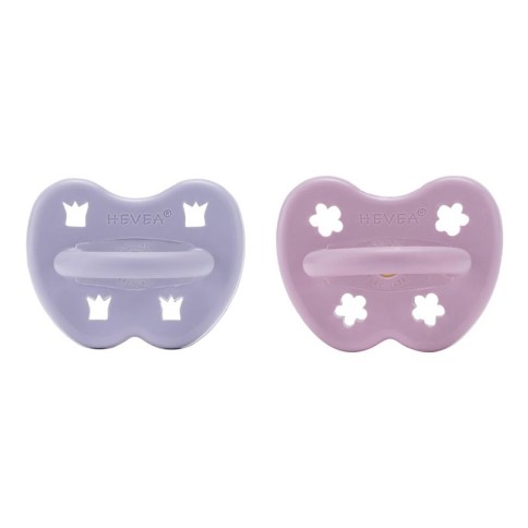 Naturkautschuk Schnuller 2er Pack, Dusty Violet + Light Orchid - kiefergerecht