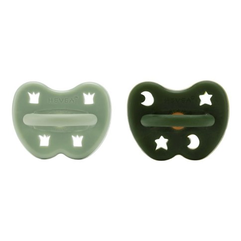 Naturkautschuk Schnullerm 2er Pack, Moss Green + Deep Forrest Green - kiefergerecht