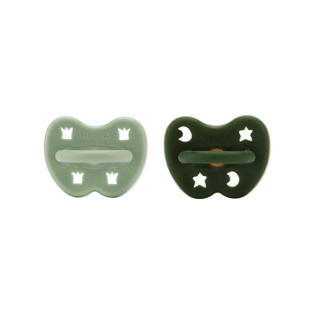 Naturkautschuk Schnullerm 2er Pack, Moss Green + Deep Forrest Green - kiefergerecht