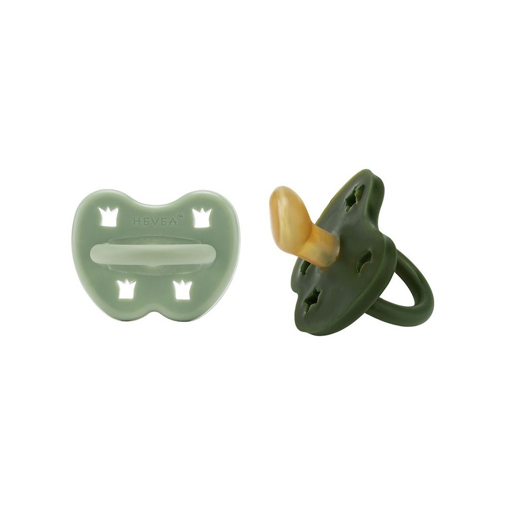 Naturkautschuk Schnullerm 2er Pack, Moss Green + Deep Forrest Green - kiefergerecht