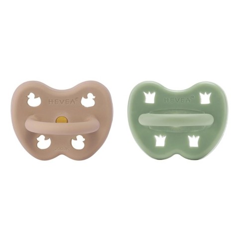 Naturkautschuk Schnuller 2er Pack, Tan Beige + Moss Green - kiefergerecht
