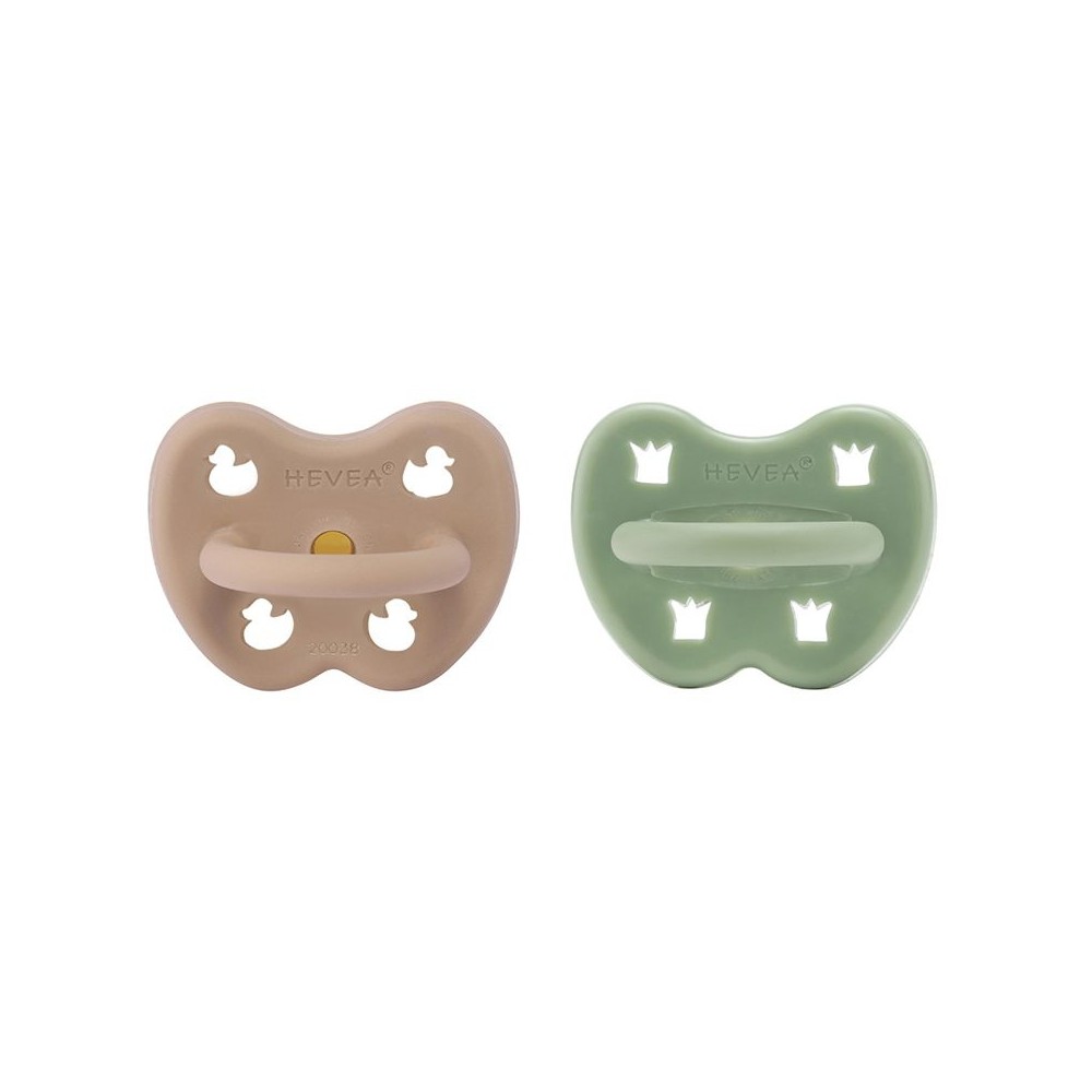 Naturkautschuk Schnuller 2er Pack, Tan Beige + Moss Green - kiefergerecht
