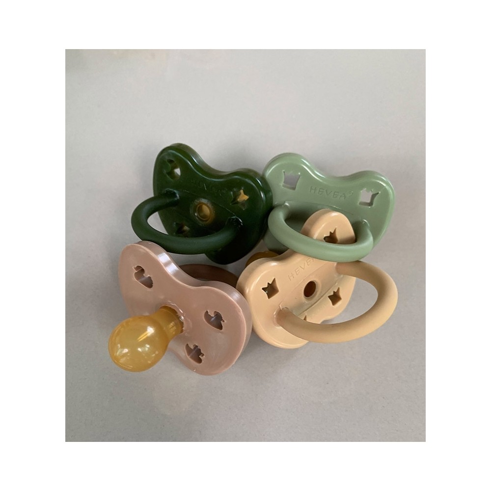 Naturkautschuk Schnuller 2er Pack, Tan Beige + Moss Green - kiefergerecht