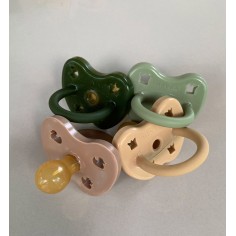 Naturkautschuk Schnuller 2er Pack, Tan Beige + Moss Green - kiefergerecht