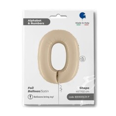 Grabo Folienballon Zahl 0 Satin, Cream 100cm/40"
