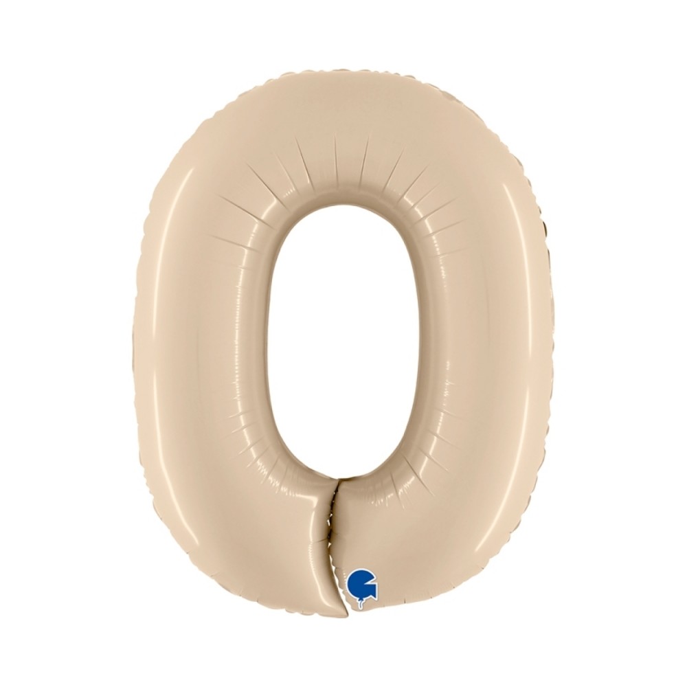 Grabo Folienballon Zahl 0 Satin, Cream 100cm/40"