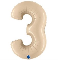 Grabo Folienballon Zahl 3 Satin, Cream 100cm/40"