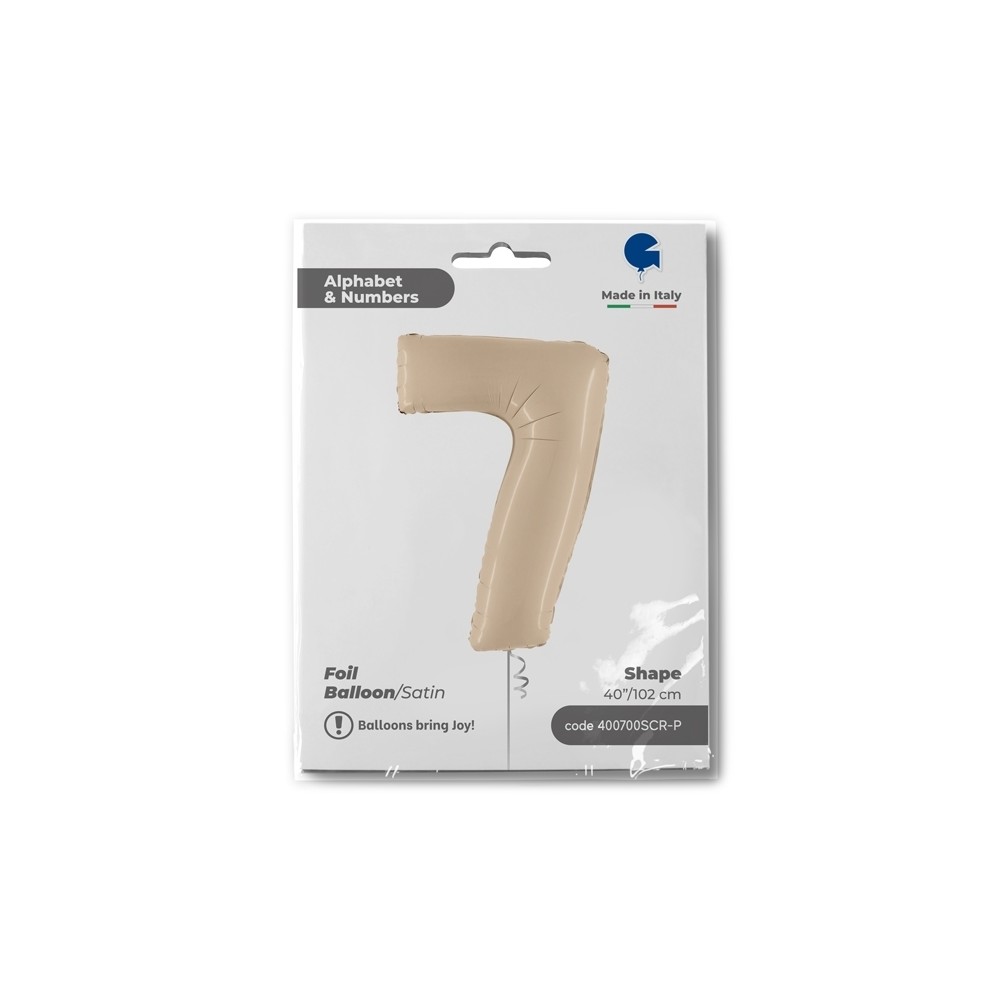 Folienballon Zahl 7 Satin, Cream 100cm/40"