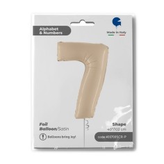 Folienballon Zahl 7 Satin, Cream 100cm/40"