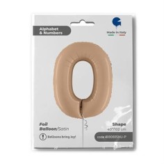 Folienballon Zahl 0 Satin, Nude 100cm/40"