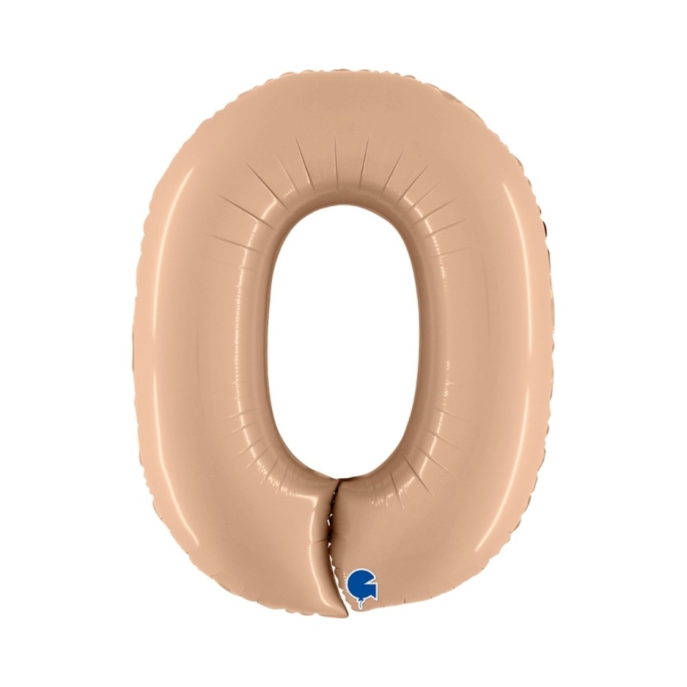 Folienballon Zahl 0 Satin, Nude 100cm/40"