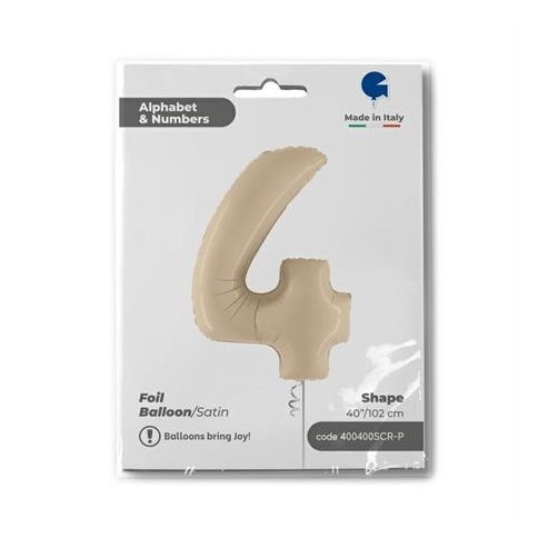 Folienballon Zahl 4 Satin, Cream 100cm/40"