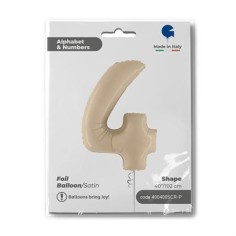 Folienballon Zahl 4 Satin, Cream 100cm/40"