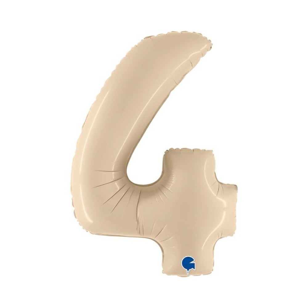 Folienballon Zahl 4 Satin, Cream 100cm/40"