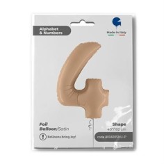 Folienballon Zahl 4 Satin, Nude 100cm/40"