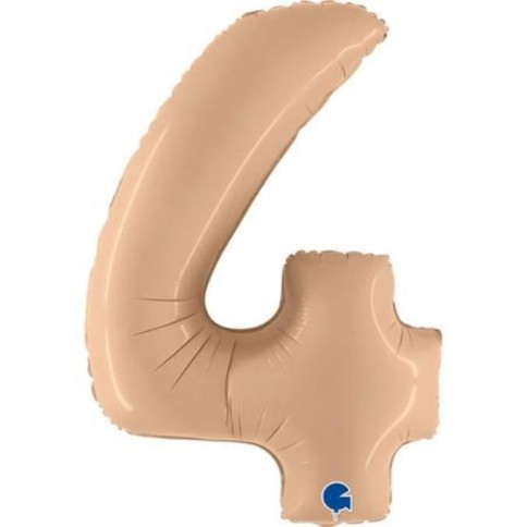 Folienballon Zahl 4 Satin, Nude 100cm/40"