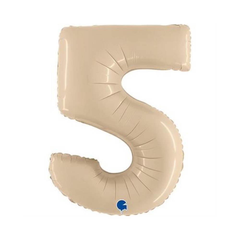 Folienballon Zahl 5 Satin, Cream 100cm/40"