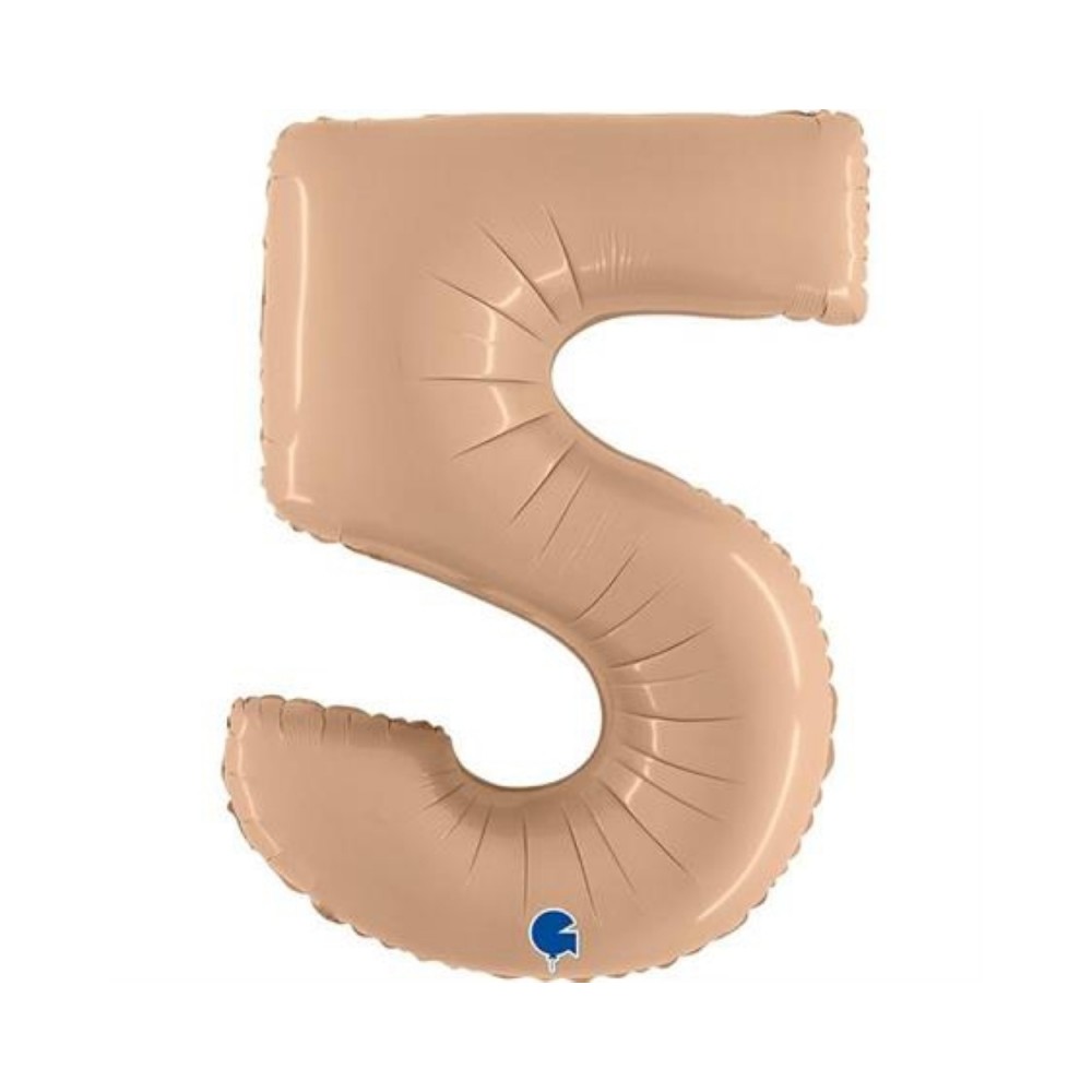 Folienballon Zahl 5 Satin, Nude 100cm/40"