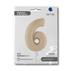 Folienballon Zahl 6 Satin, Cream 100cm/40"